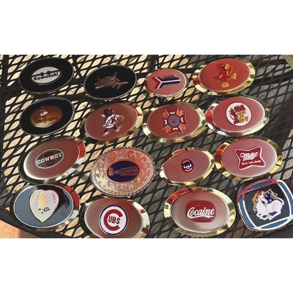BELT BUCKLES 16pcs MIXED Genre Beer Sports NO DOUBLES Fun Collection Free Ship